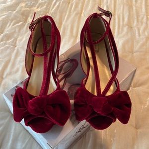 Joyfolie Lucia wedge heel in burgundy velvet